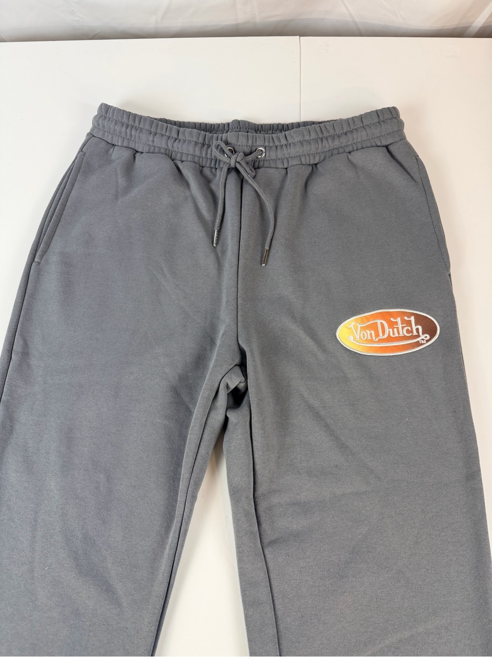Von Dutch Gray Sweat Joggers with Orange Gradient Logo NWT